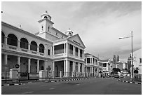 Street and colonial-style supreme court. George Town, Penang, Malaysia (black and white)