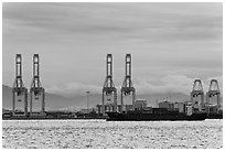 Port and container ship. George Town, Penang, Malaysia (black and white)