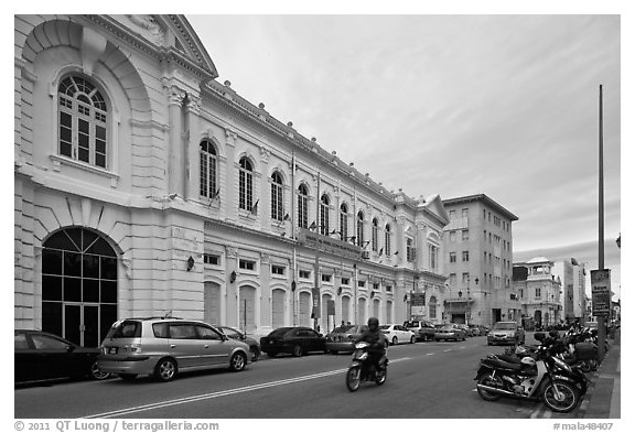 Colonial-style building and street. George Town, Penang, Malaysia