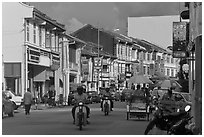 Lebuh Chulia Street, Chinatown. George Town, Penang, Malaysia ( black and white)
