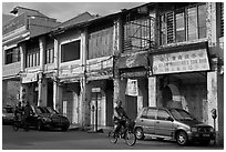 Old Chinatown storehouses. George Town, Penang, Malaysia ( black and white)