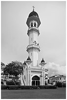 Minaret, Masjid Kapitan Keling. George Town, Penang, Malaysia (black and white)