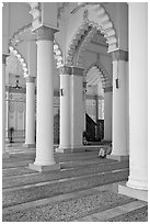 Interior, Masjid Kapitan Keling mosque. George Town, Penang, Malaysia ( black and white)
