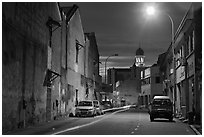 Street at night. George Town, Penang, Malaysia ( black and white)