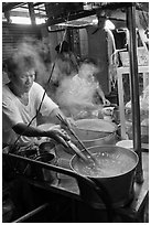 Hawker street foodstall. George Town, Penang, Malaysia (black and white)