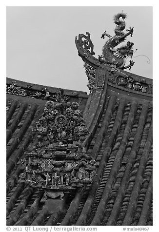 Roof detail, Kuan Yin Teng Chinese temple. George Town, Penang, Malaysia