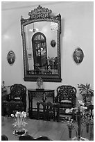 Mirror, Pinang Peranakan Mansion. George Town, Penang, Malaysia (black and white)
