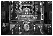 Tong Kheng Seah altar, Hock Tik Cheng Sin Temple. George Town, Penang, Malaysia (black and white)