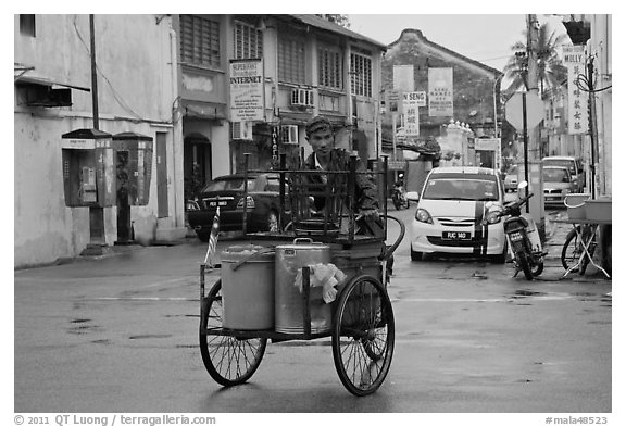Food vending trishaw on Love Lane. George Town, Penang, Malaysia