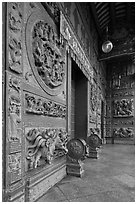 Stone courtyard, Hainan Temple. George Town, Penang, Malaysia (black and white)