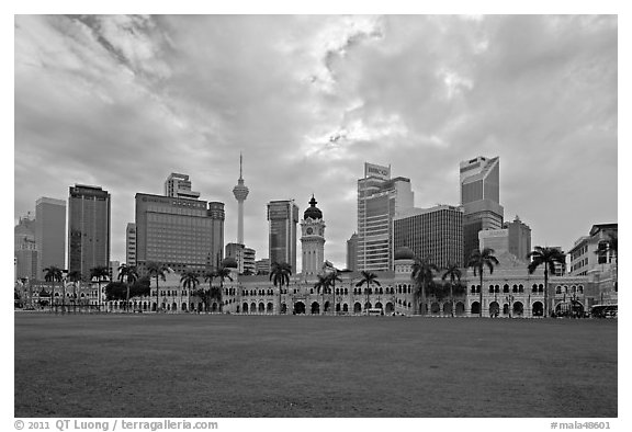 Kuala Lumpur Skyline from Merdeka Square. Kuala Lumpur, Malaysia (black and white)
