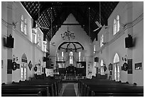 Interior of St Mary Cathedral. Kuala Lumpur, Malaysia (black and white)