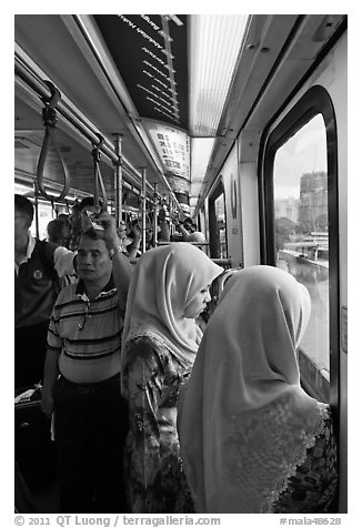 Inside Light Rail Transit (LRT) car. Kuala Lumpur, Malaysia