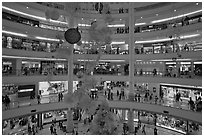 Shopping mall with Christmas decor, Suria KLCC. Kuala Lumpur, Malaysia (black and white)