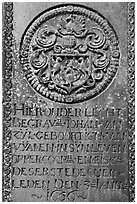 Tombstone of Dutch nobility. Malacca City, Malaysia ( black and white)
