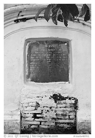 Dutch tomb, Bukit St Paul. Malacca City, Malaysia (black and white)