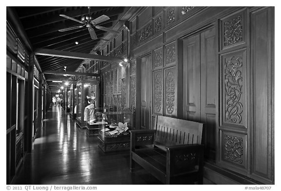 Corridor, sultanate palace. Malacca City, Malaysia (black and white)