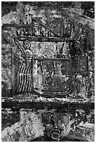 Bas-relief carving on Porta de Santiago. Malacca City, Malaysia (black and white)