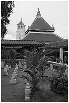 Masjid Kampung Hulu mosque in Javanese style architecture. Malacca City, Malaysia ( black and white)