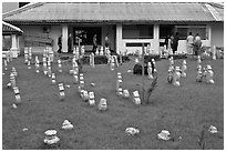 Cemetery and Kampung Kling Mosque. Malacca City, Malaysia ( black and white)