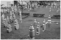 Islamic gravestones, Kampung Kling. Malacca City, Malaysia (black and white)
