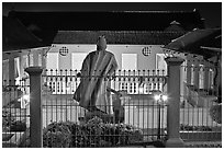 Statue and Stadthuys at night. Malacca City, Malaysia ( black and white)