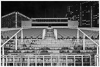Stadium and hotels at night. Singapore (black and white)
