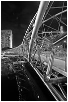 Double Helix Bridge at night. Singapore ( black and white)