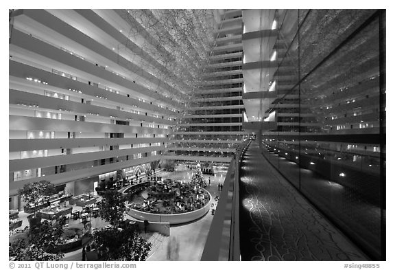Inside Marina Bay Sands hotel. Singapore (black and white)