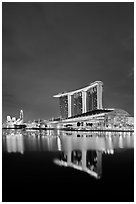 Marina Bay Sands resort at night. Singapore (black and white)