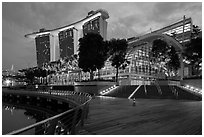 Marina Bay Sands shoppes and hotel, twilight. Singapore ( black and white)