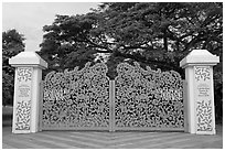 Entrance of Singapore Botanical Gardens. Singapore ( black and white)