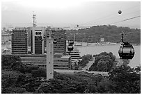 Mount Faber cable car. Singapore ( black and white)