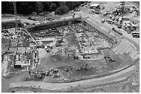 Construction site from above, Sentosa Island. Singapore ( black and white)
