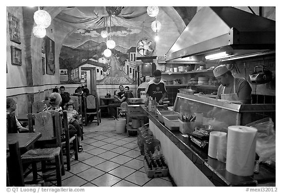 Small restaurant. Guadalajara, Jalisco, Mexico (black and white)