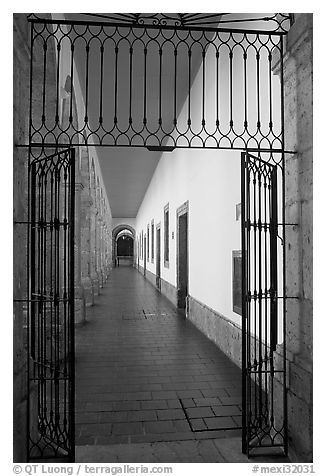Corridor in Hospicios de Cabanas. Guadalajara, Jalisco, Mexico (black and white)