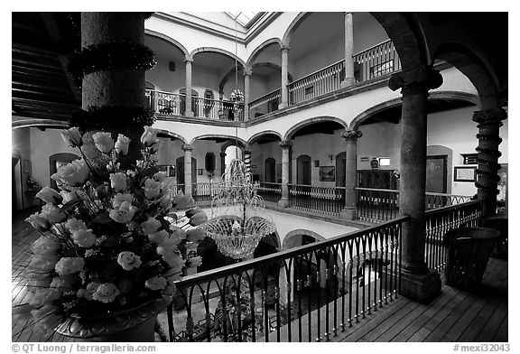 Inside Hotel Frances. Guadalajara, Jalisco, Mexico (black and white)
