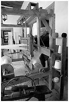 Traditional weaver and machine seen from the side, Tlaquepaque. Jalisco, Mexico ( black and white)
