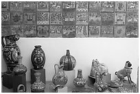 Ceramic pieces and tiles, museo regional de la ceramica de Jalisco, Tlaquepaque. Jalisco, Mexico ( black and white)