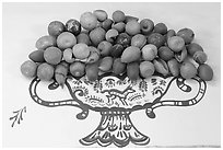 Ceramic fruits, museo regional de la ceramica de Jalisco, Tlaquepaque. Jalisco, Mexico ( black and white)