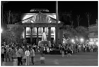 Plaza de la Liberacion with fountain and Teatro Degollado by night. Guadalajara, Jalisco, Mexico ( black and white)