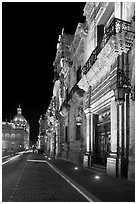 Palacio del Gobernio (government palace) at night. Guadalajara, Jalisco, Mexico ( black and white)
