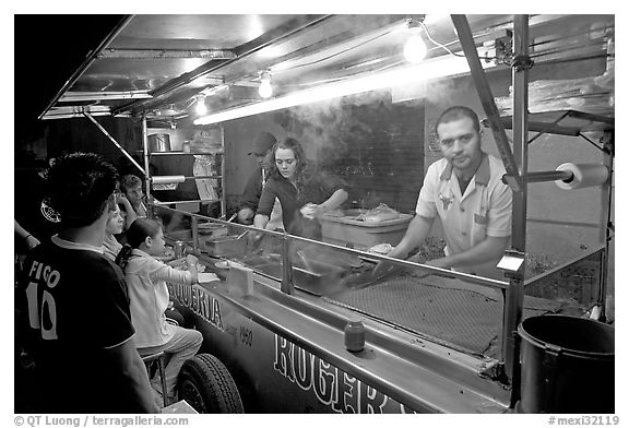 Food  stand in the street at night, Tlaquepaque. Jalisco, Mexico
