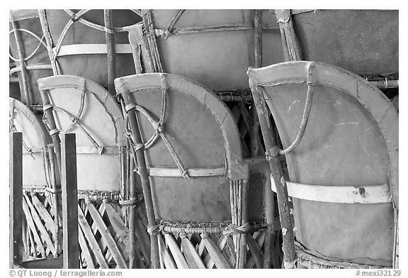 Cafe chairs, Tlaquepaque. Jalisco, Mexico (black and white)