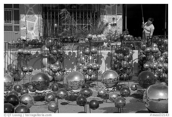Glass spheres, Tonala. Jalisco, Mexico (black and white)
