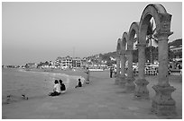 Arches on the Malecon at dusk, Puerto Vallarta, Jalisco. Jalisco, Mexico ( black and white)