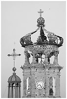 Crown of Templo de Guadalupe Cathedral , Puerto Vallarta, Jalisco. Jalisco, Mexico ( black and white)