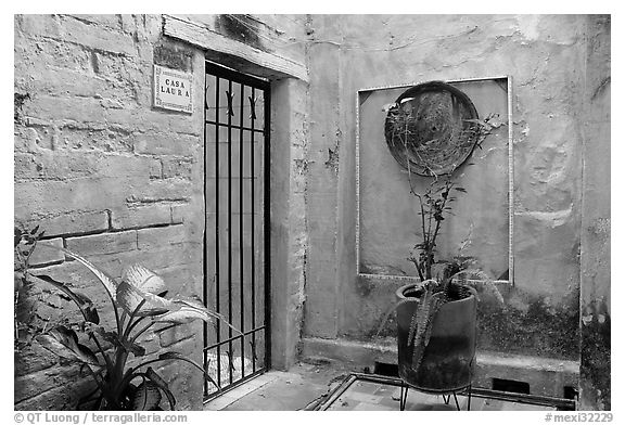 Artistically decorated entrance to a home , Puerto Vallarta, Jalisco. Jalisco, Mexico (black and white)