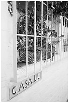 Window of home with plant and ceramic name plate, Puerto Vallarta, Jalisco. Jalisco, Mexico ( black and white)