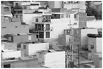 Vividly painted houses on hill. Zacatecas, Mexico ( black and white)